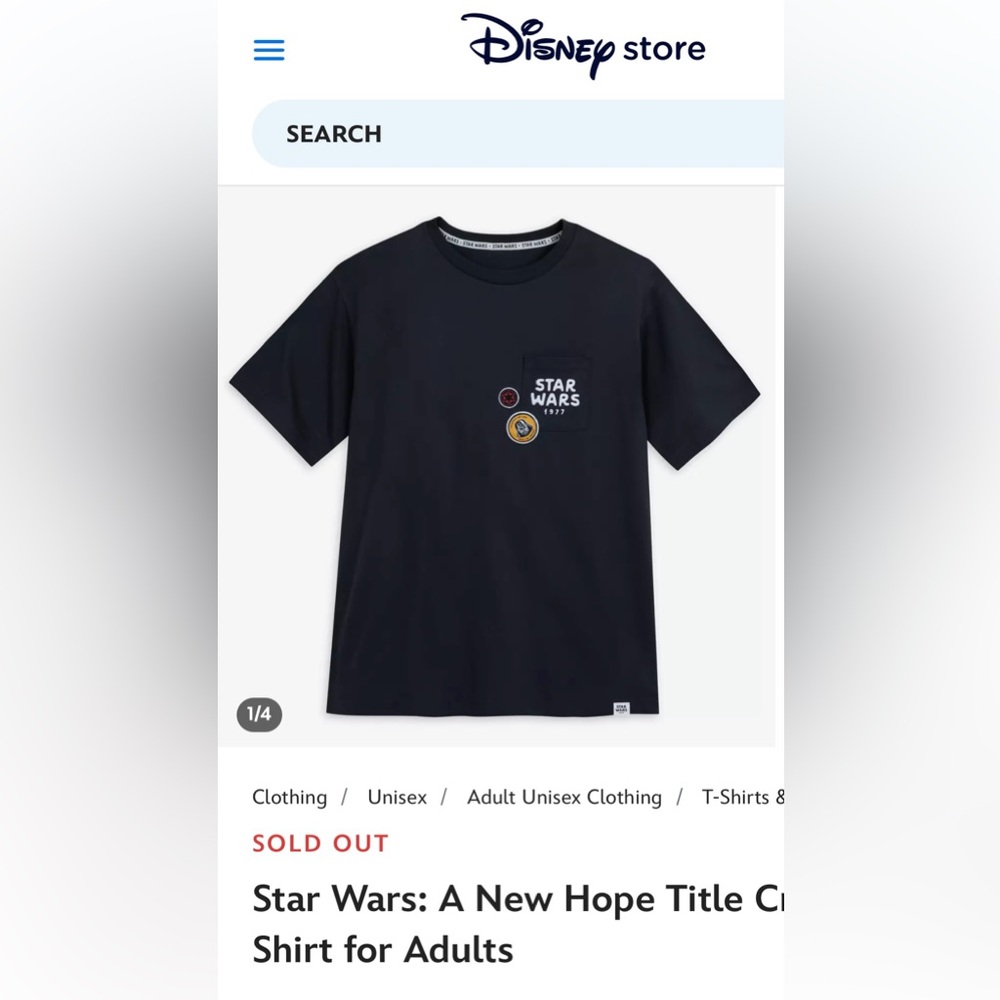 NWT Men’s Size Small Disney X Star Wars Oversized Cotton T-shirt In Black